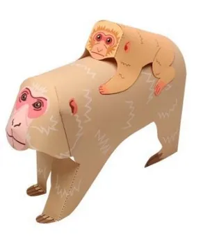 

Japanese macaque 3D paper model parent-child DIY cartoon animal kindergarten handmade origami children puzzle open