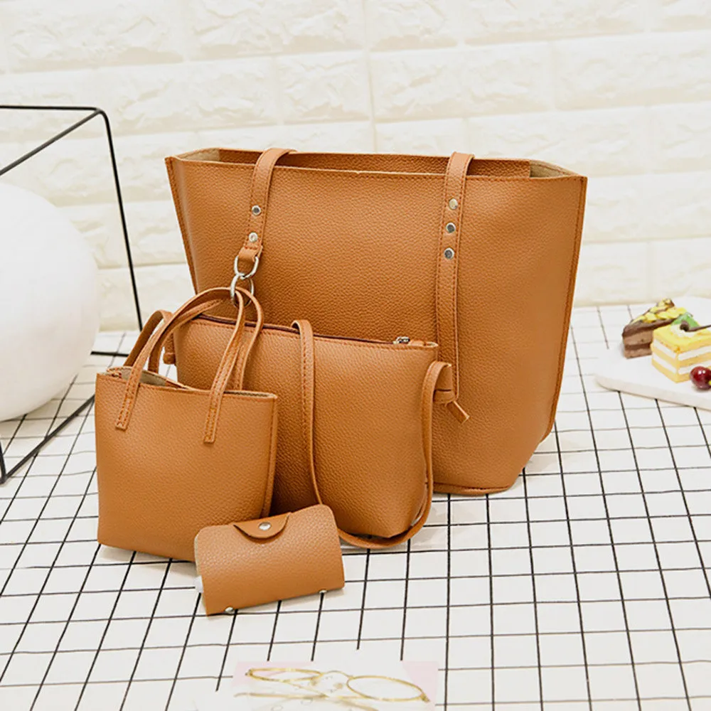 Женская сумка, новинка, модная, четыре части, через плечо, кошелек, сумочка, элегантная, противоугонная, композитная, дорожная сумка 09 - Цвет: Brown