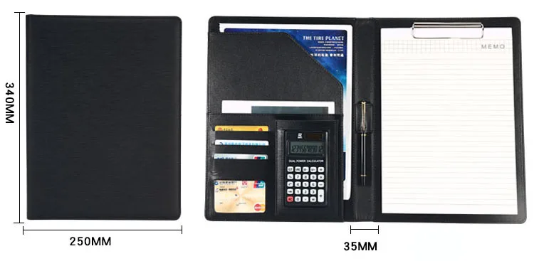 Pasta com Calculadora de Negócios Nome Logotipo Personalizado Papelaria Pasta Pano Couro Contrato Arquivo Pastas Gerente Organizador a4 6 Nome logotipo personalizado a4 pasta com calculadora