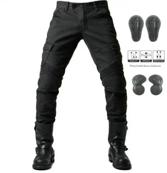 Green Motorcycle Pants Men Motocross Racing Trousers Cargo Jeans Touring Riding Pantalon Moto Pants Motorcycle Equipment Pants JES-26 Black upgrade