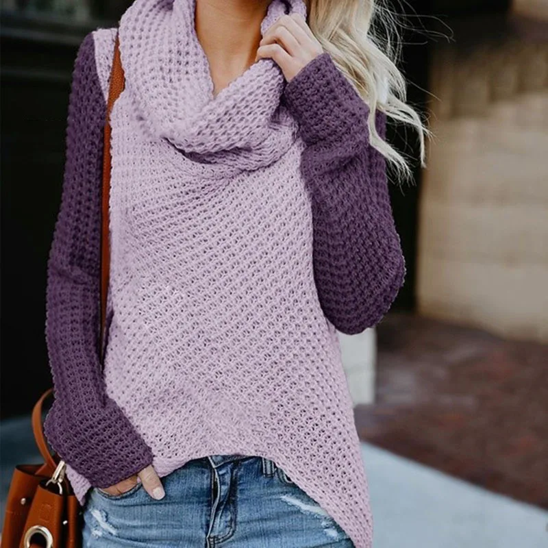 Женский свитер с высоким воротом; сезон весна-осень; вязаный пуловер; женский джемпер; цвет розовый; женские топы; CDR906