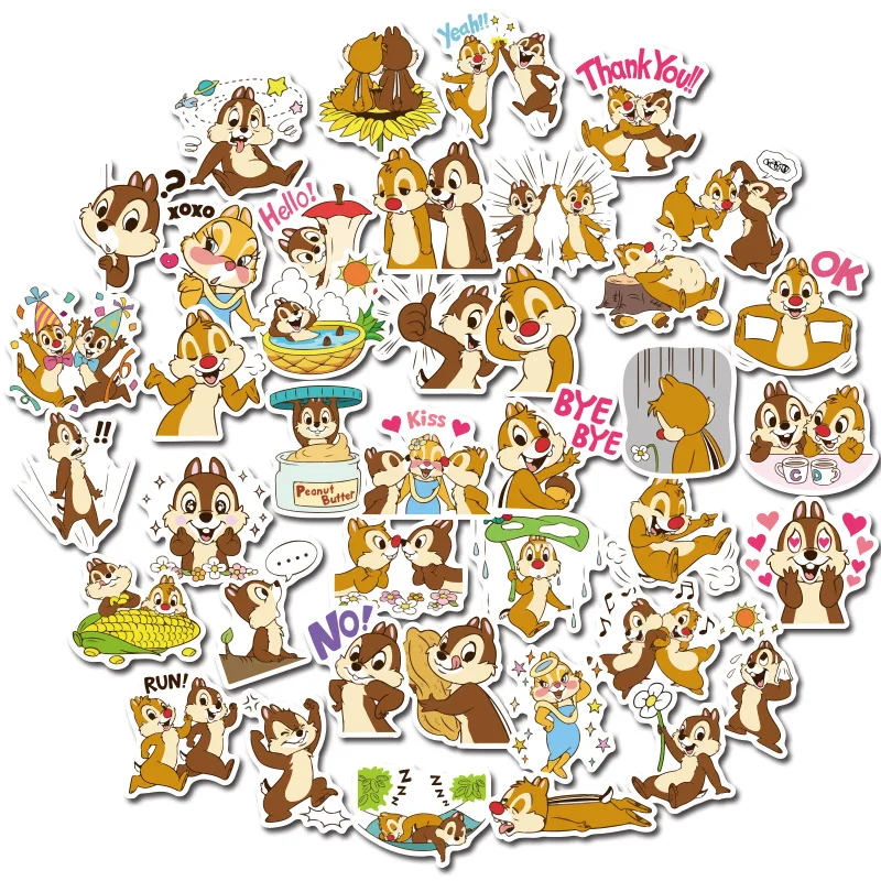 

40Pcs Cartoon Disney Chip 'N' Dale Sticker Children's Classic Toy Cartoon Mobile Phone Water Cup Waterproof Hand Account Sticker