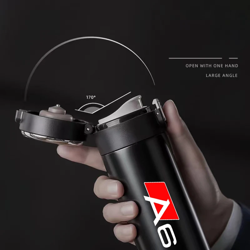 400ml Intelligent Thermos Flask Travel Sport Cup Stainless Steel Vacuum Water Bottle For Audi A6 C6 C7 C8 2011 2016 LOGO Car | Автомобили
