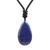 Natural Healing Crystal Quartz Stone Necklace Amethysts Lapis Lazuli Agates Tear Drop Tiger Stone Pendant Necklace Jewelry 6