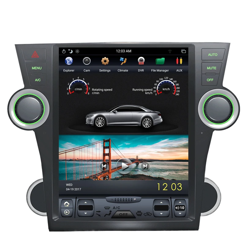 NAVITOPIA 12," вертикальный автомобильный сенсорный экран в стиле Tesla Android 7,1 Автомобильный gps навигатор для Toyota Highlander 2009-2013 автомобильный DVD мультимедийный плеер