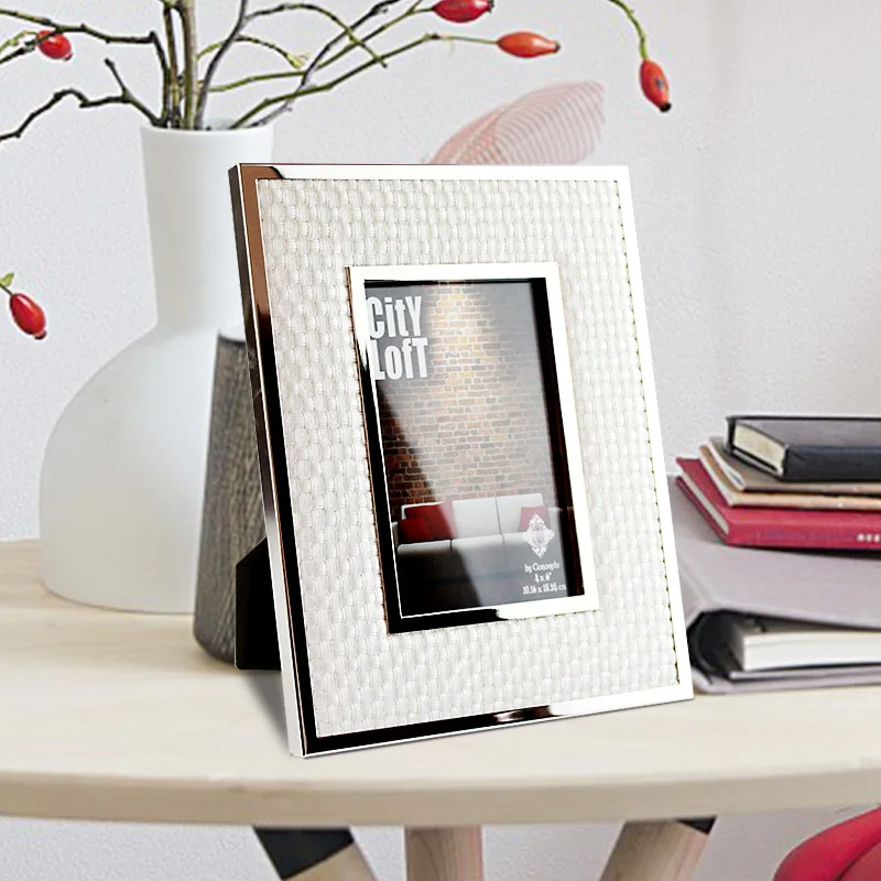 

European style metal leather creative wedding children's photo frame 6 7 8 10inch soft home furnishings simple photo frame frame
