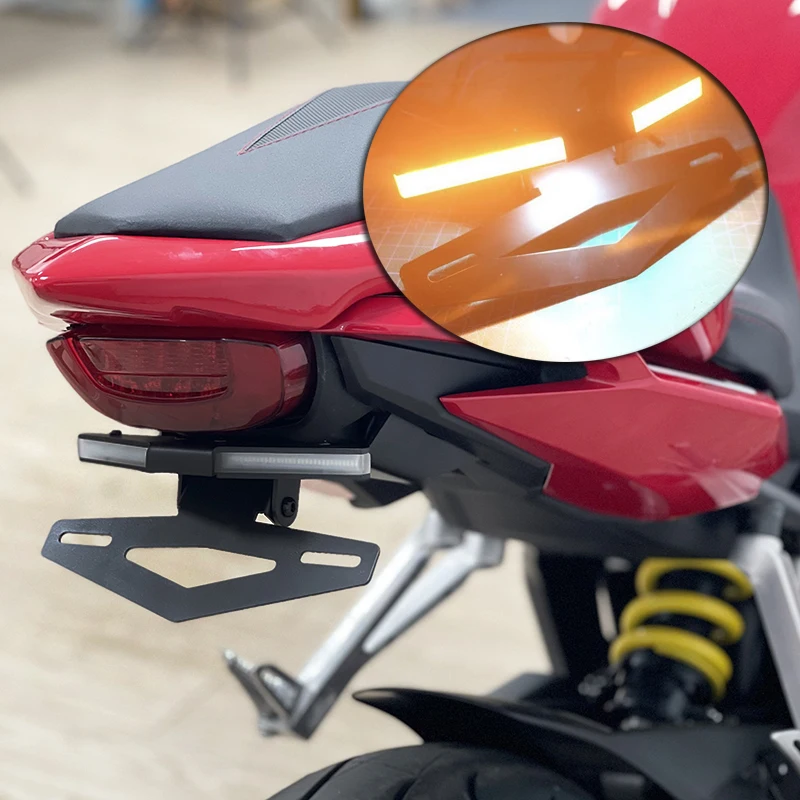

For HONDA CB650R CBR650R 2019-2023 Motorcycle Foldable Rear Tail Light Brake Turn Signals Integrated LED License Plate Bracket