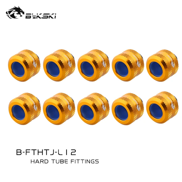 10pcs Bykski 8x12MM Hard Tube Hand Compression Fittings Anti Off ,Black,Red,White,Gold,Silver,Blue,G1/4 