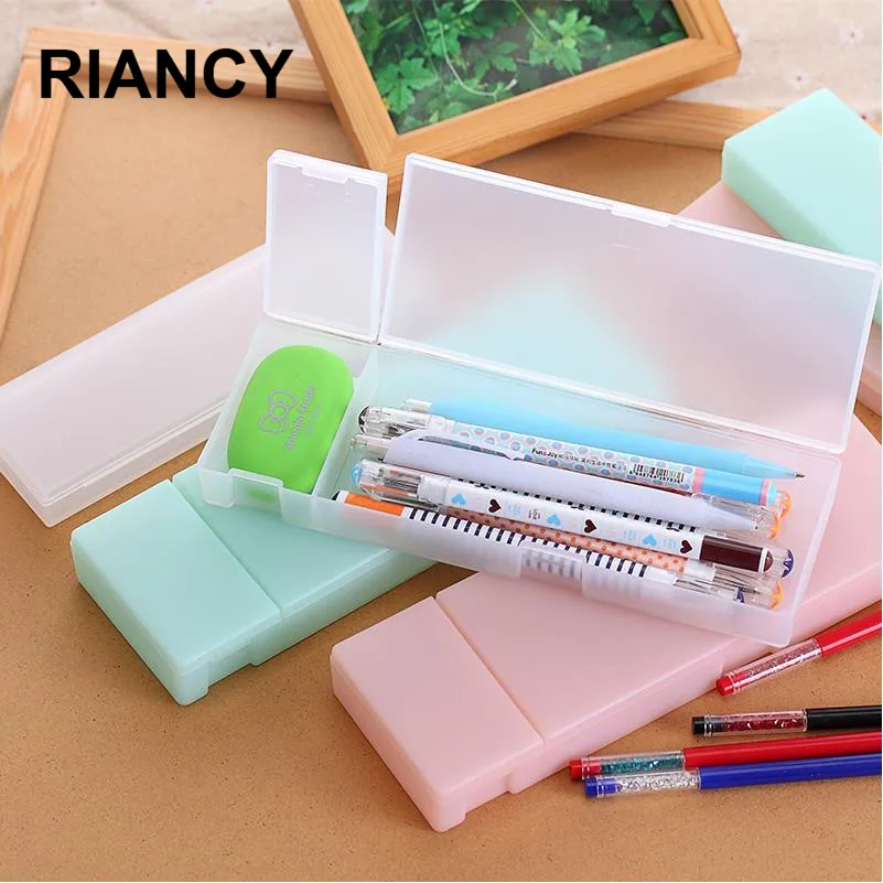 

Japanese Cute Pencil case School Minecraft etui Transparent PP Plastic Pure color Pencilcase trousse scolaire stylo 04858