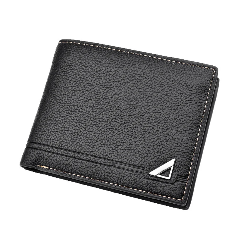 

New Fashion Men'S Short Multi Bits Card Holder Wallet Elegant Business Casual Ultra Thin 3 Folds Wallets(Black)