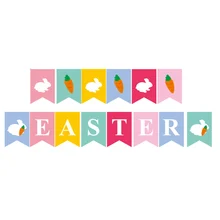 

Happy Easter Banner Flags Cute Rabbit Carrot Papercard Banner Wall Hanging Decor Home Backgrond Party Decoration