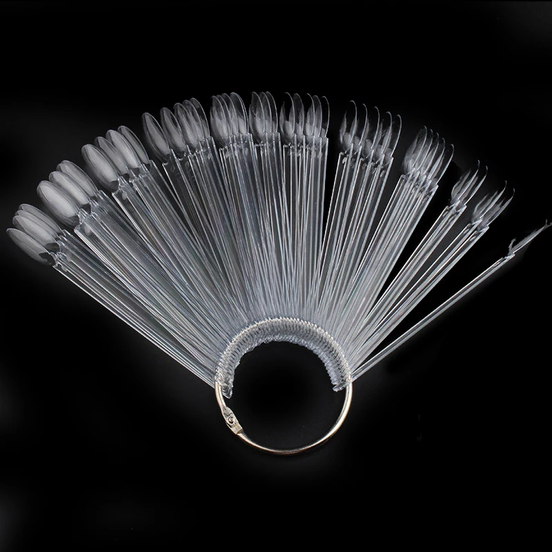 

50 Pcs New Acrylic False Fake Nail Oval Professional Nail Art glue clay stick Fingernail Full Color Card Polish Displayed Board