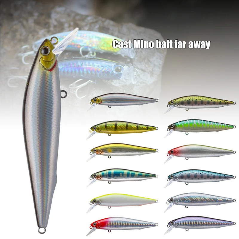 

Hot Minnow Fishing Lures Realistic Sinking Hard Fish Bait with Treble Hooks MVI-ing