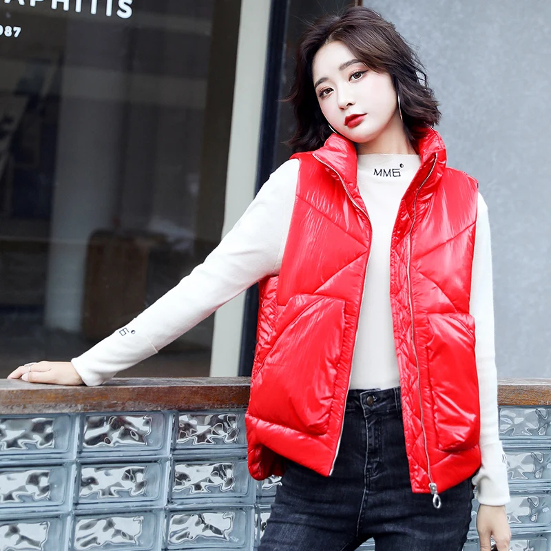 Bright Face Short Down Cotton Waistcoat Women 2023 New Winter Versatile Women'S Jacket With Shoulder Length Korean Vest