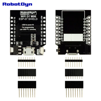 

RobotDyn WIFI D1 mini - ESP-07 Shield, with pin-headers set compatible with Arduino boards WI-FI ESP8266 for DIY Electronic