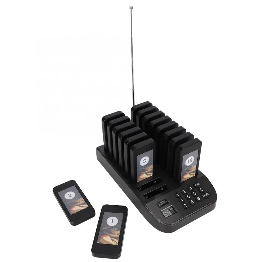 SU-66S Restaurant Pager Wireless Calling System 16 Channels Restaurant Pager Waiter With LED Light For Nursery Cafe wireless calling system