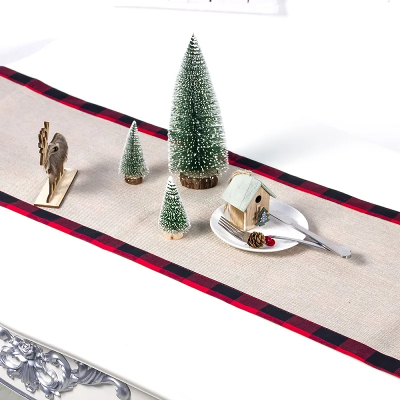 New Tablecloth New Year Christmas Plaid Print Cotton Decorations Christmas Linen Table Flag Table Simple And Stylish Joker New
