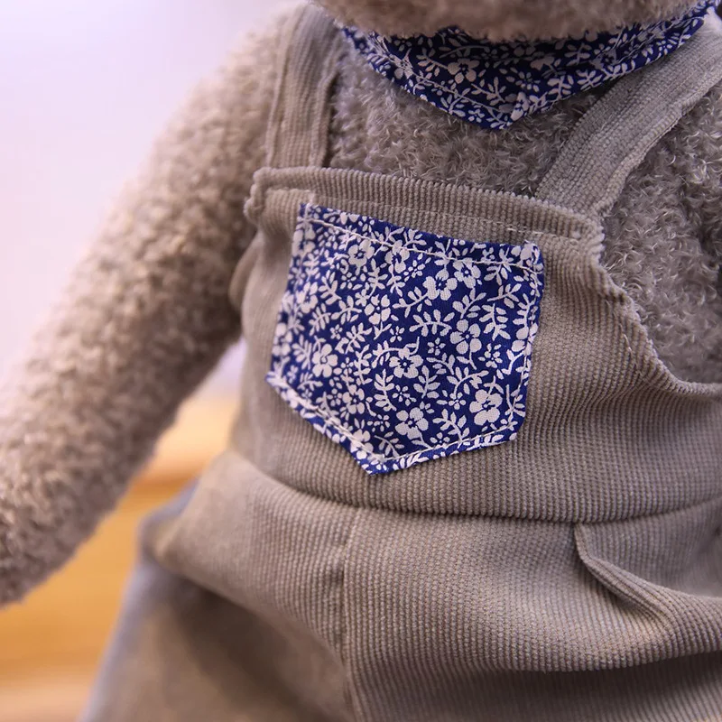 

Gray Corduroy Couples Teddy Bear Doll Floral-Print Chinese-style Hugging Bear Children Doll Send Girl'S Gift