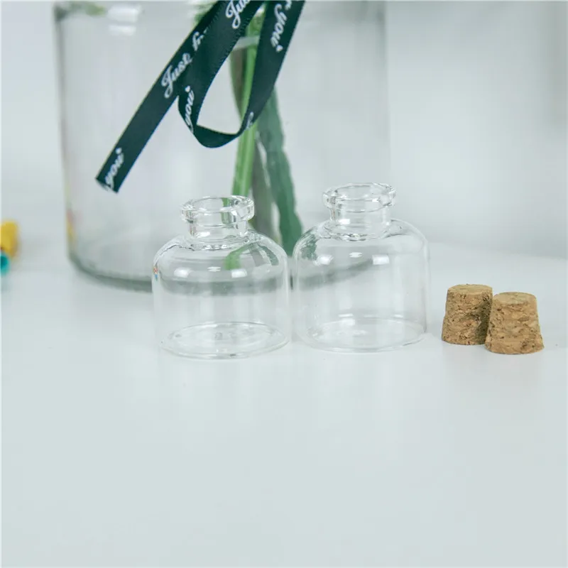 37x40x12.5mm 20ml Little Cute Glass Jars Containers Vials Empty Clear Transparent 20CC Glass Bottles With Cork 12pcs