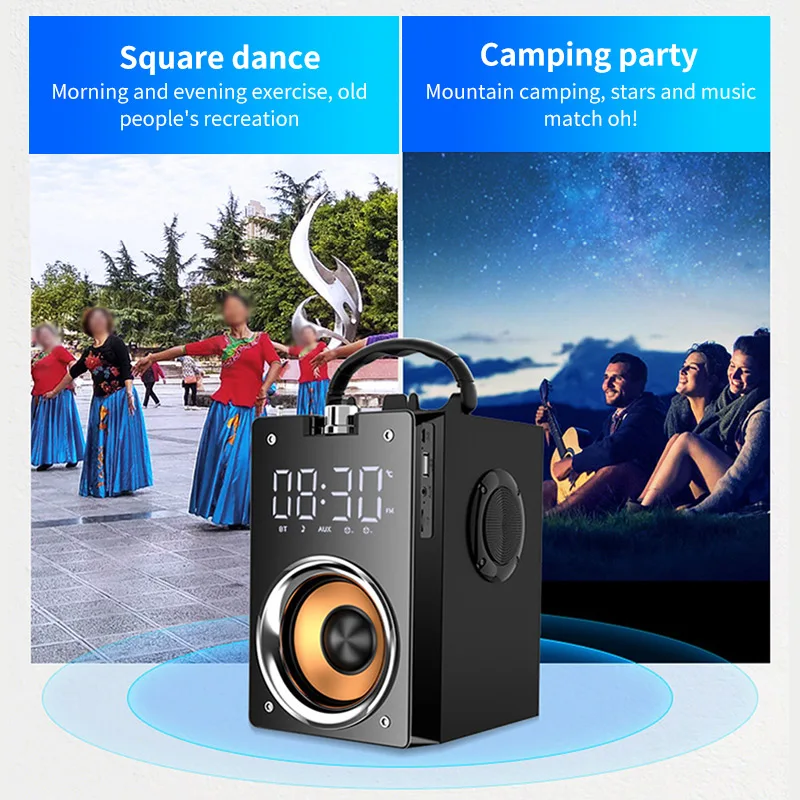 2200 мАч Bluetooth динамик большой мощности сабвуфер беспроводной портативный тяжелый бас стерео динамик s музыкальный плеер ЖК-дисплей FM радио TF