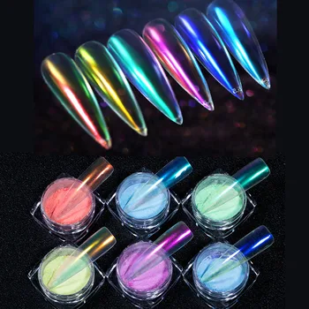 

1pot Ice Transparent Chrome Nail Powder Glitter Mermaid Mirror Powder 0.2g Glitter Unicorn Mirror Nail Powder Ultra-thin Aurora
