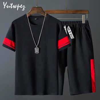 

Fashion Shorts Set Men 2020 Summer 2pc Tracksuit Short SweatShirt + Shorts Sets Beach Mens Casual Tee Shirts Set Sportswears