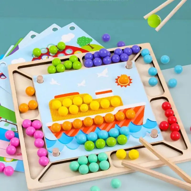 Деревянные игрушки шарик игра-головоломка Цвет одинаковая когнитивные способности детей без заусенцев улучшает координацию рук и мозга способность игрушка montessori