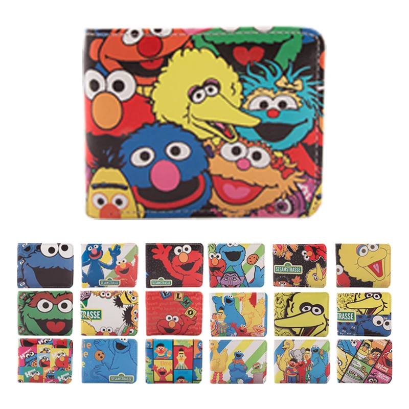 Бумажник Улица Сезам с карманом для монет визитница короткий кошелек мальчиков и