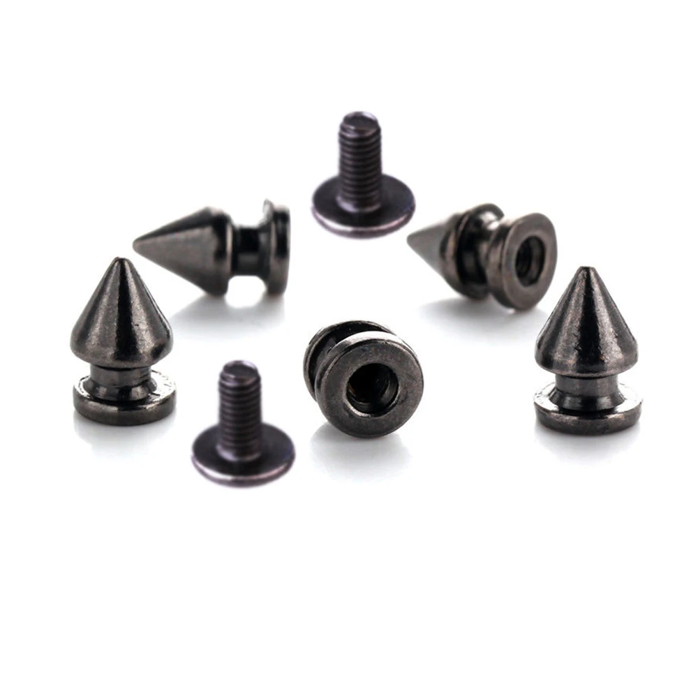 Tachuelas De Remache De Ropa Punk De Bala Plateada Con Tornillos Para