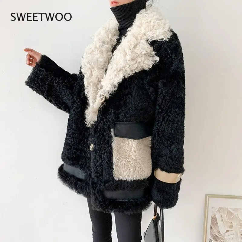 Women 2021 Autumn Winter Fashion Lamb Wool Faux Fur Coat Female Thick Warm Soft Fake Fur Jacket Overcoat Casual Outerwear