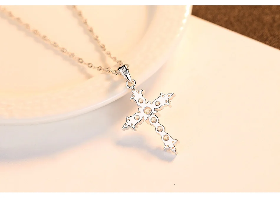 CZCITY 925 пробы серебро AAA+ кубический циркон блестящий крест кулон ожерелье Изысканная витая цепь ожерелье ювелирные изделия из стерлингового серебра