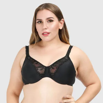 

Plus Size Bra Ultra-thin Minimizer Underwire Bras Lace Embroidery Large Underwear Breathable Comfortable Fabric Women Intimates