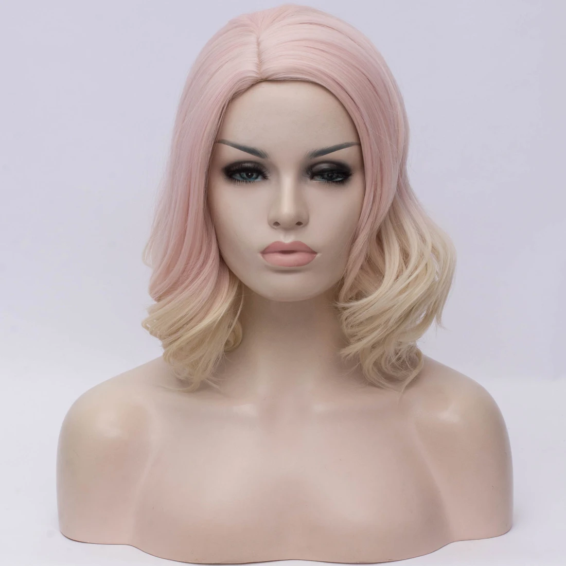 Синтетические двухцветные розовые парики для женщин, косплей, вьющиеся волосы, пепельный оранжевый
