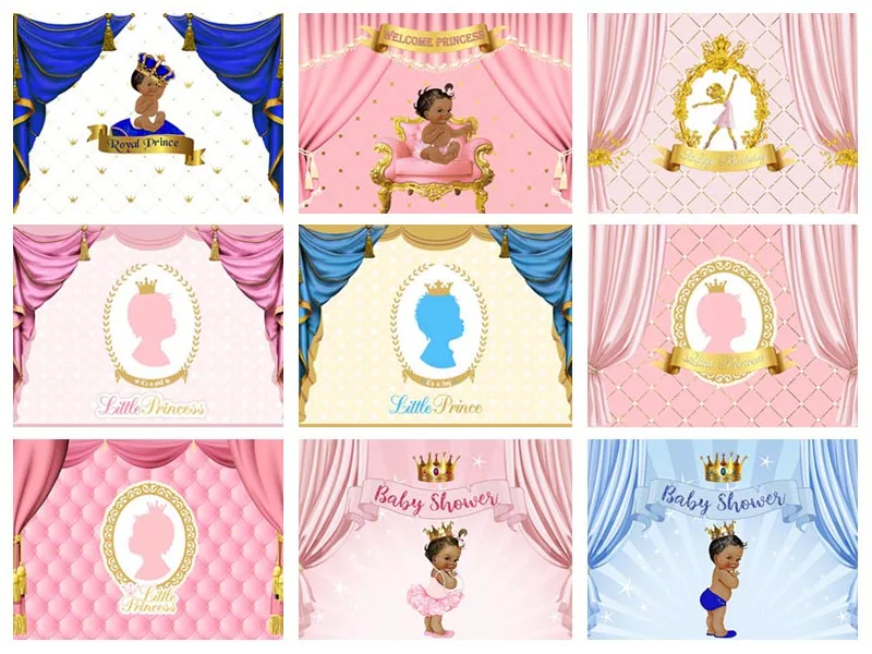 

Mehofond Princess Prince Photography Background Royal Pink Blue Curtain Crown Diamond Baby Shower Birthday Backdrop Photo Studio