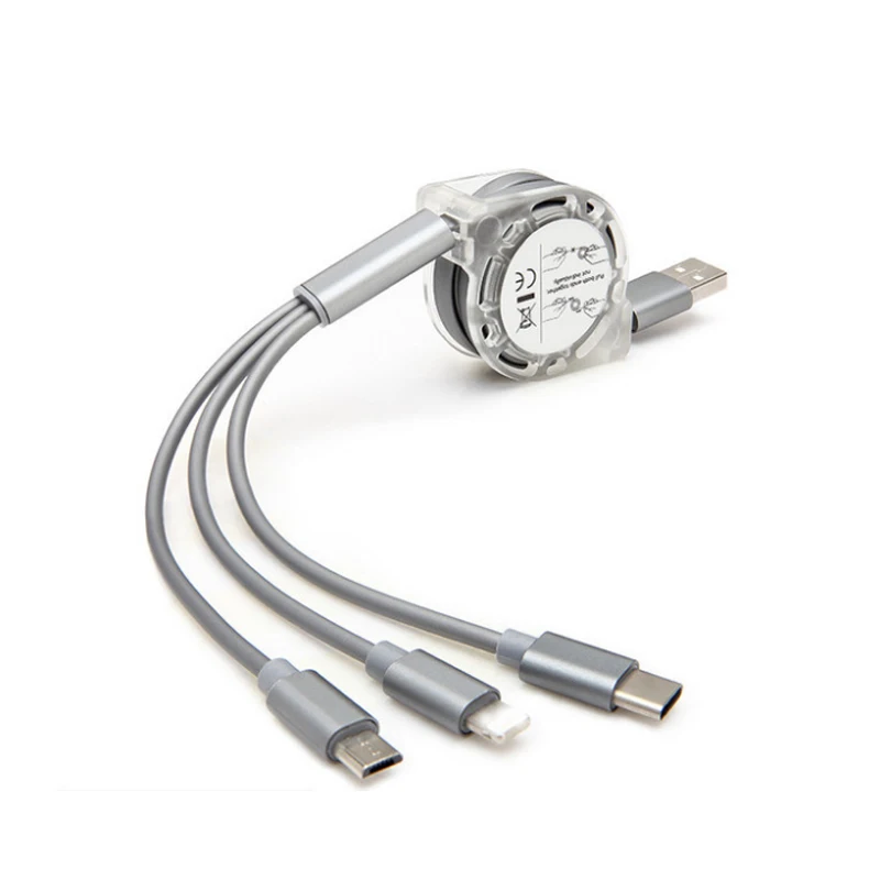 Silver Usb кабель для зарядки samsung huawei все-в-одном выдвижной кабель для xiaomi Портативный micro type-c кабель для быстрой зарядки - Цвет: Silver