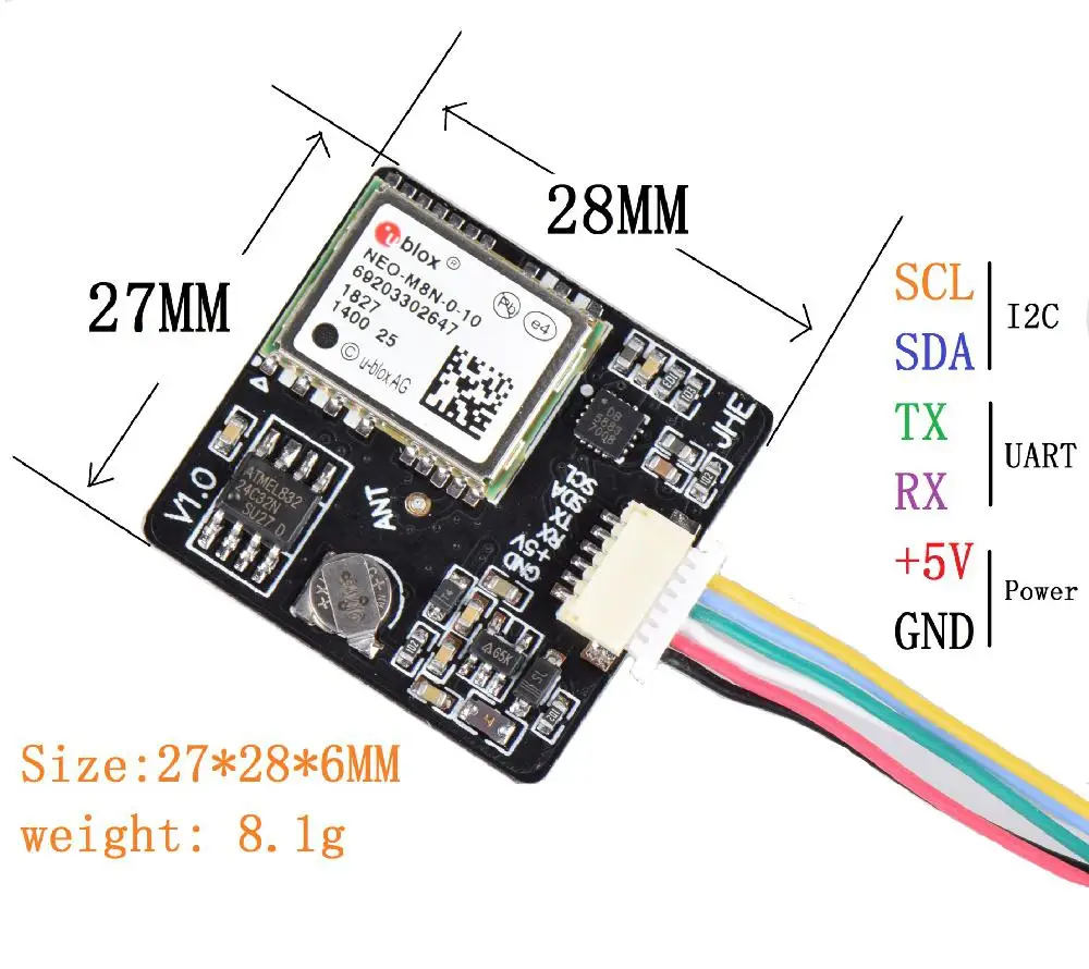 Ublox M8N gps интегрированный QMC5883 Компас для F3 F4 F7 INAV контроллер для FPV RC гоночный Дрон