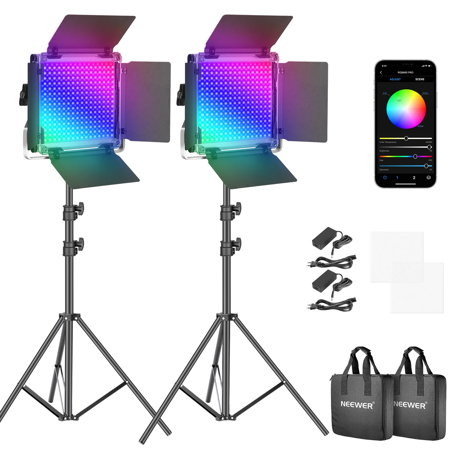 Neewer 660 RGB Led Video Light with APP Control 50W PRO Video Lighting for Gaming StreamingYoutube Broadcasting Photography