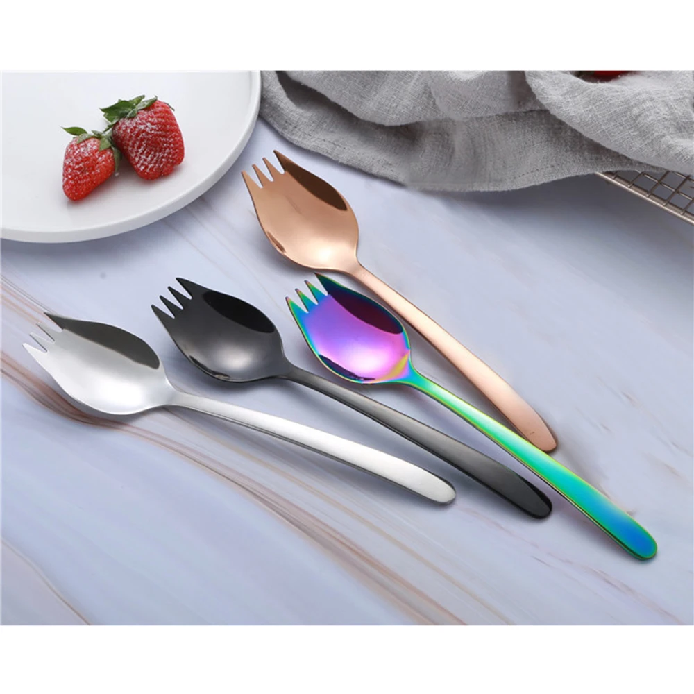2 в 1 открытый нержавеющей стали Spork Ложка Кемпинг альпинизмом вилка Столовые приборы Инструмент Безопасный и нетоксичный