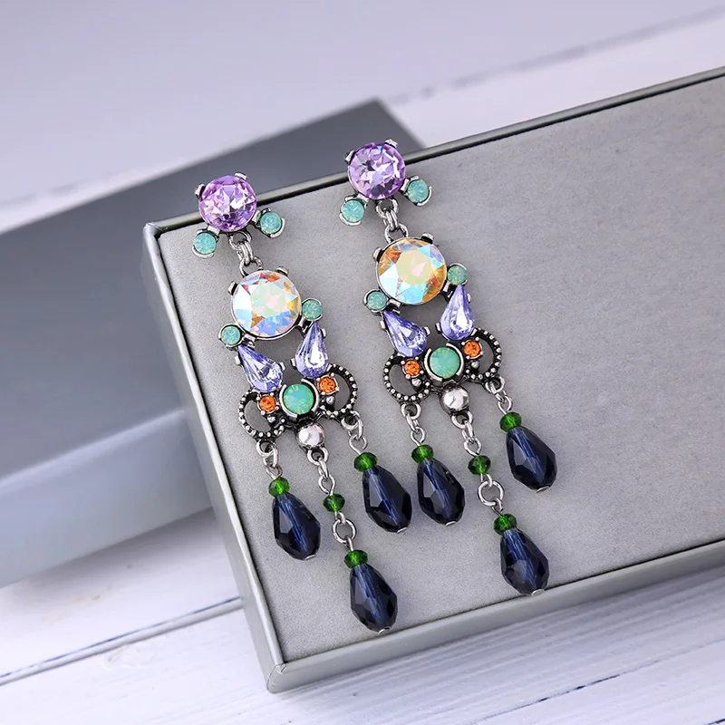 kissme Vintage Style Earrings Multiple Crystal Acrylic Resin Drop Earrings For Women Korea New Fashion Jewelry Wholesale Brincos