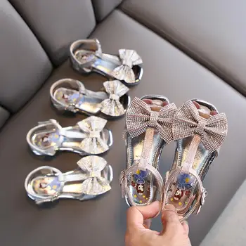 

Girls Sequins Sandals 2020 New Soft Bottom Bright Diamond Princess Shoe Baby Sweet Rhinestone Sandals Crystal Shoe