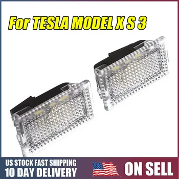 

1Pair Ultra-bright WHITE LED Door LED Boot Foot Well Glove Box Light Output Interior Puddle Trunk Light For TESLA MODEL X S 3