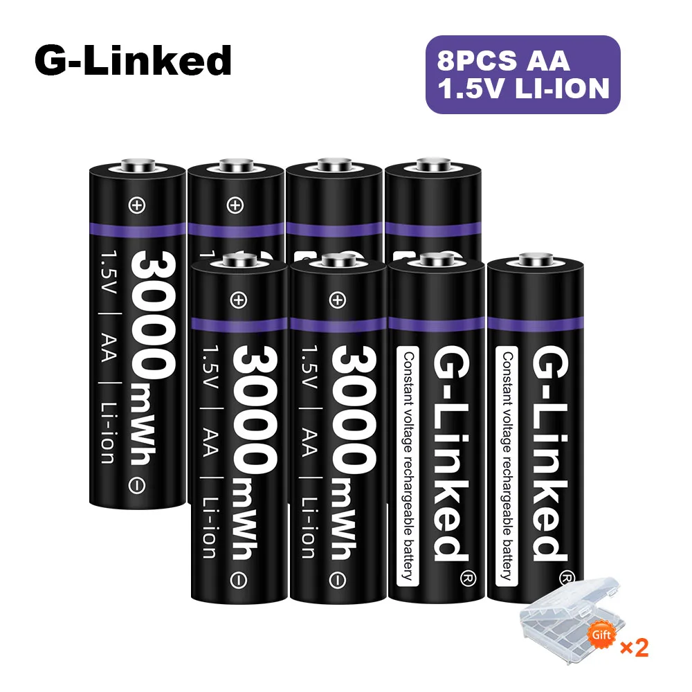 8pcs 1.5v Aa Rechargeable Battery 3000mwh Liion Aa 1.5v Rechargeable
