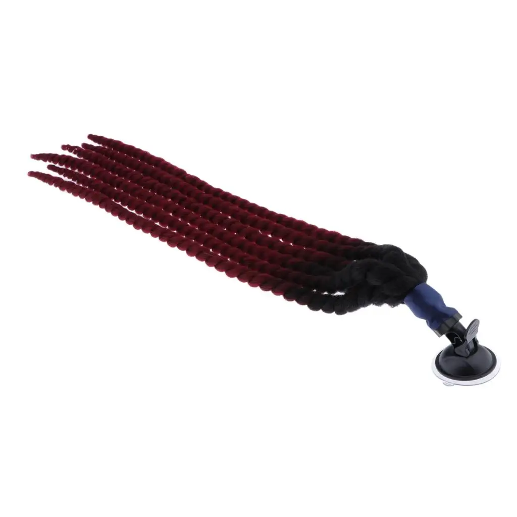 Hand-made Helmet Braids / Ponytail Motorcycle Helmet Wig Hair Red