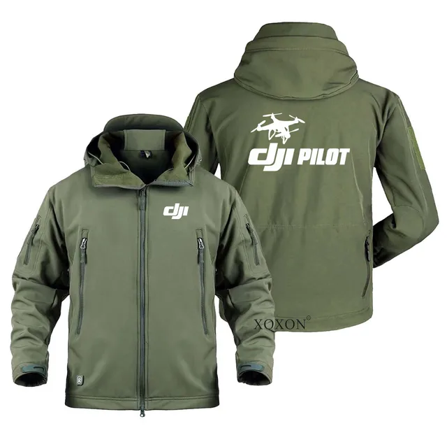 DJI Drone Pilot New Fleece Trip Military Outdoor SoftShell Jacket Men Adventure Travel Coat Jacket Man Windbreaker Clothes W17 Army green