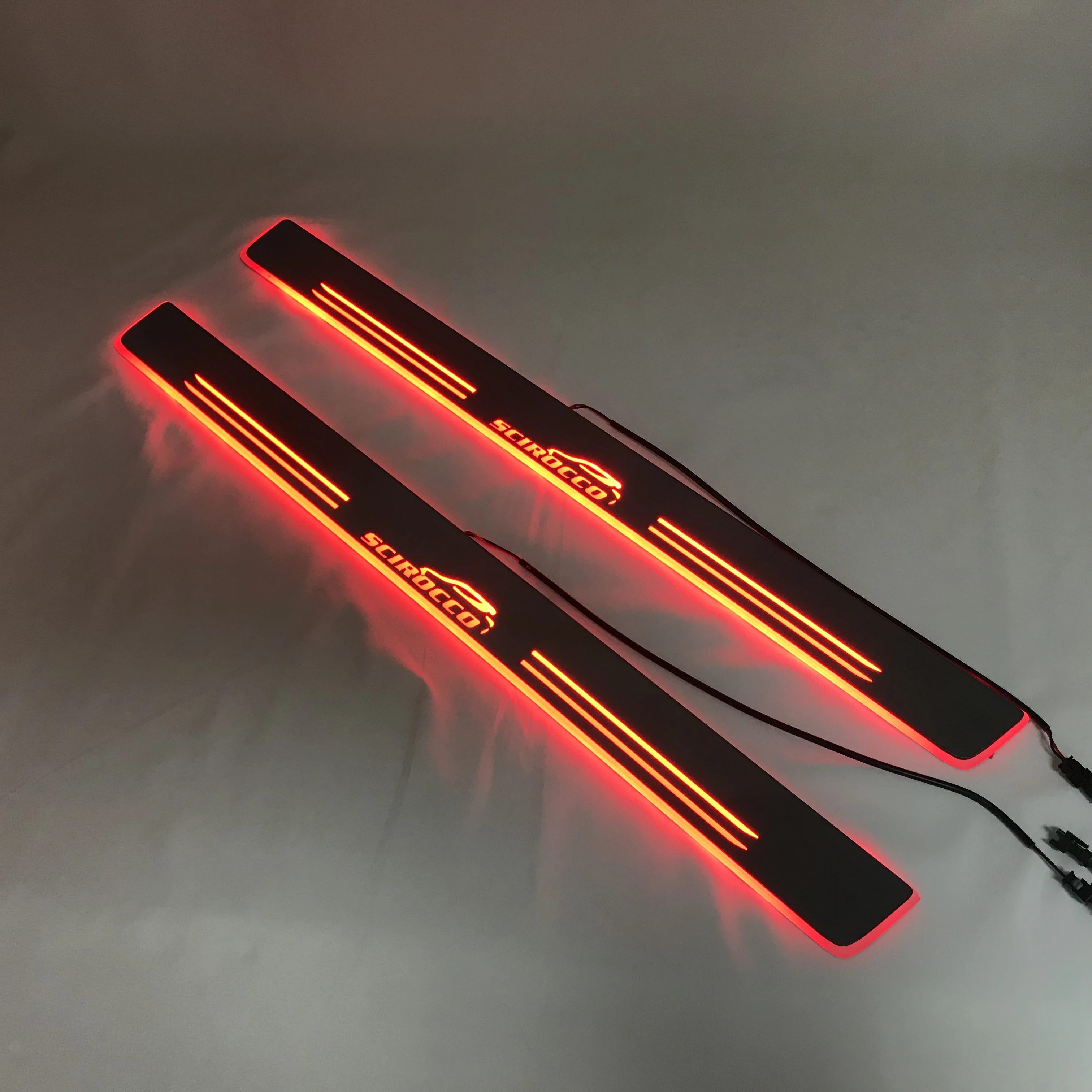 Osmrk led moving door scuff Для Volkswagen Scirocco /R dynamic sill plate flat lining overlay Flow/still светильник 2 шт|Фара
