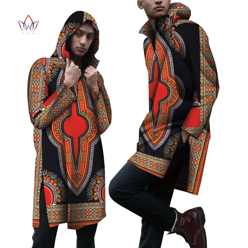 14 Hooded Jacket Cotton Dashiki African Clothes Men Long Top Shirts Bazin Riche Mens Shirts Traditional African Clothing WYN858 - Цвет: 14