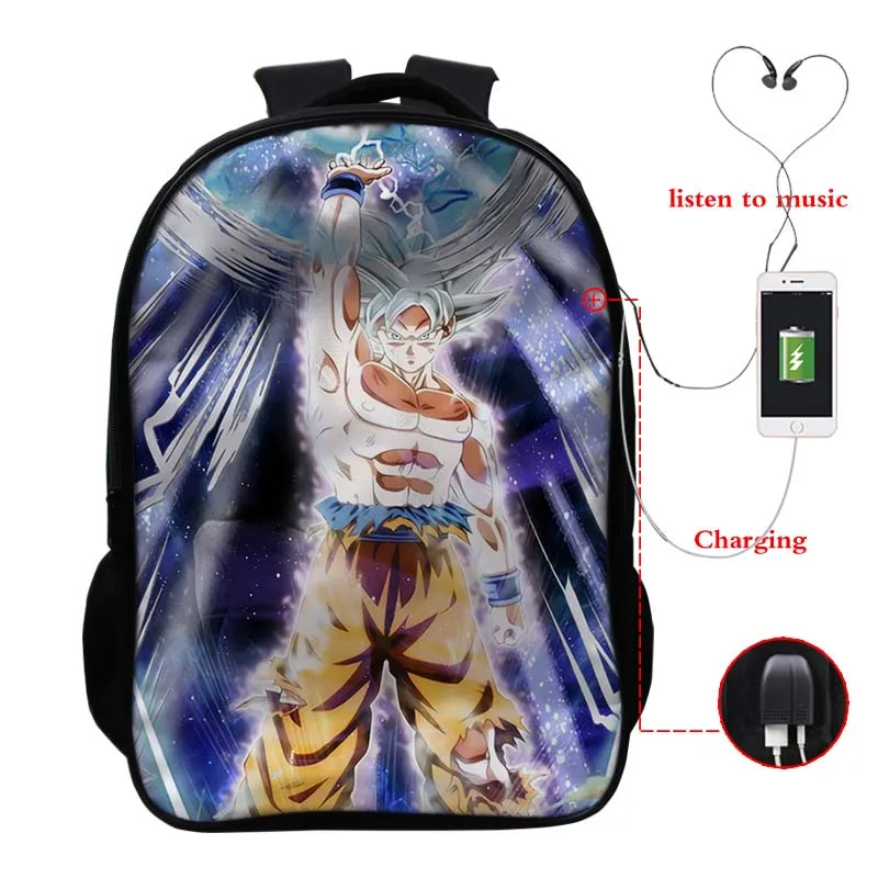 Dragon Ball USB зарядный рюкзак для мальчиков и девочек Goku школьный рюкзак для студентов рюкзак для подростков Повседневный USB Рюкзак классный унисекс дорожная сумка подарок - Цвет: 10