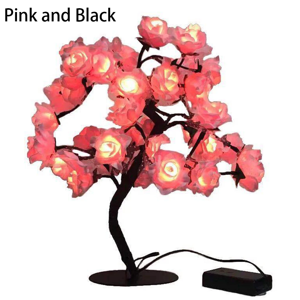 Pink and Black Ночник в виде Розы, светильник для вечеринок и мероприятий, светодиодный светильник-Гирлянда для украшения дома, настольная лампа - Испускаемый цвет: Pink and Black