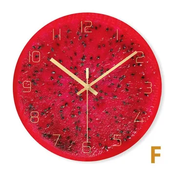 

Northern European-Style Living Room Creative Wall Clock Emulational Fruit Mute Clock Fashion Household Tempered Glass