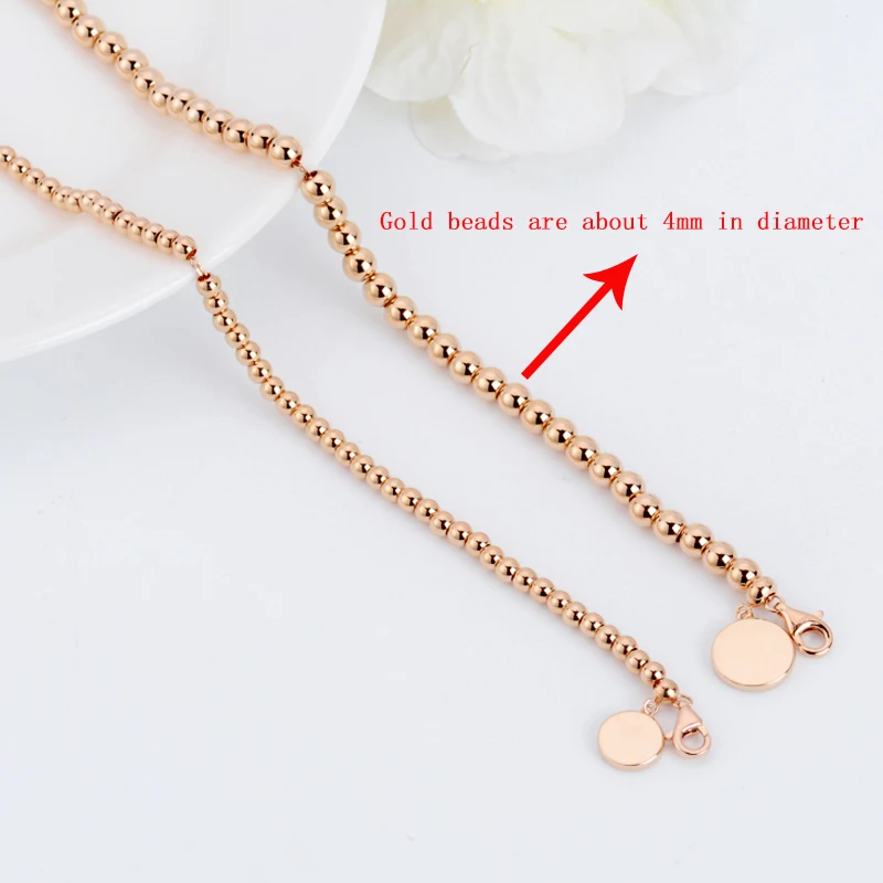 4mm Rose Gold BAIHE Твердое 14 к желтое золото 3 мм маленькое/4 мм большое свадебное обручальное изысканное женское ювелирное изделие красивый подарок золотой браслет из бисера - Цвет камня: 4mm Rose Gold